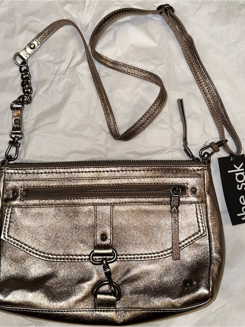 NWT The Sak Metallic Crossbody Bag